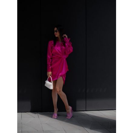 Pink Satin Shirt Dress